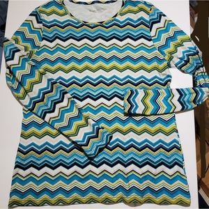 NWOT Kim Rogers stripes long-sleeved cotton shirt